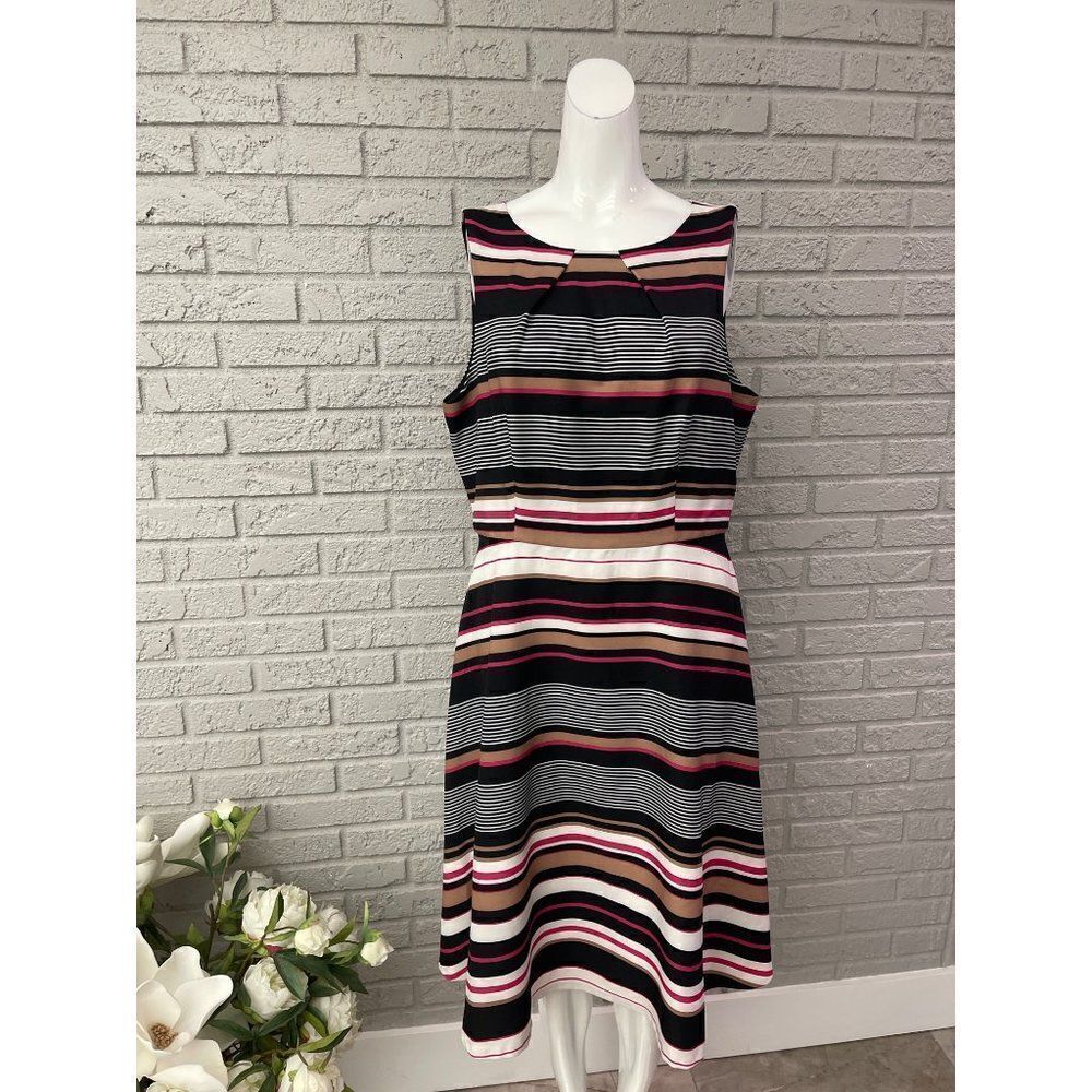Elle Multicolored Sleeveless Striped Sheath Dress Size L